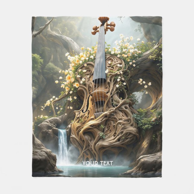Fantasy Cute Giant Violin Forest Fleecefilt (Framsidan)