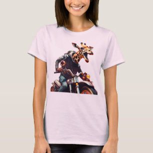 Fantasy Cute Giraffe Riding Bike T Shirt