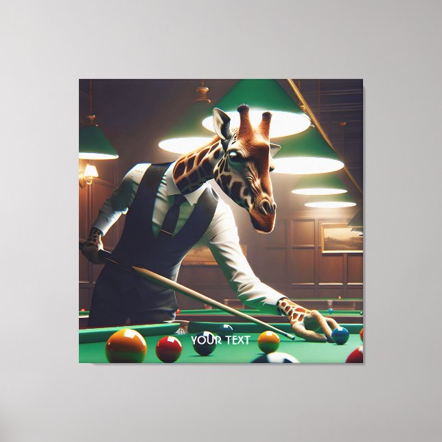 Fantasy Cute Giraffe Spelande Snooker Canvastryck (Framsida)