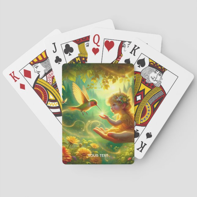 Fantasy Cute Girl Bird Forest Casinokort (Baksidan)
