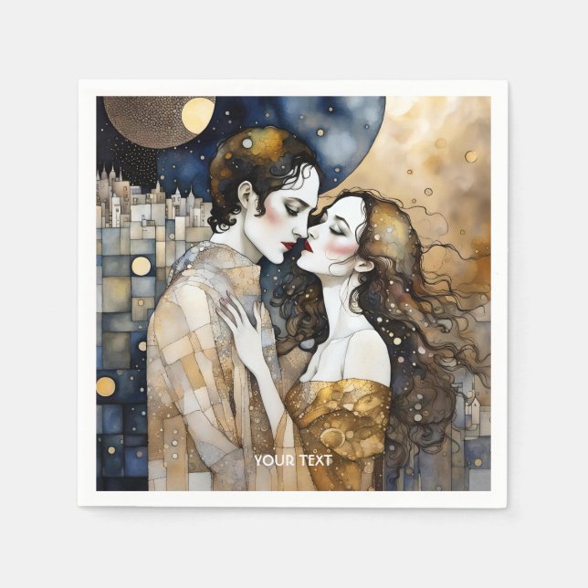 Fantasy Cute Girl Boy Night Pappersservett (Framsidan)