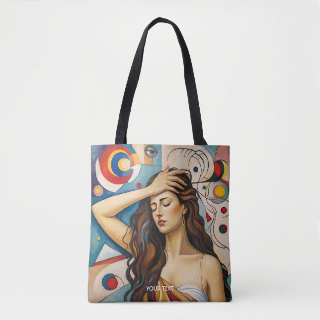 Fantasy Cute Girl Cubist Stil Tygkasse (Framsida)