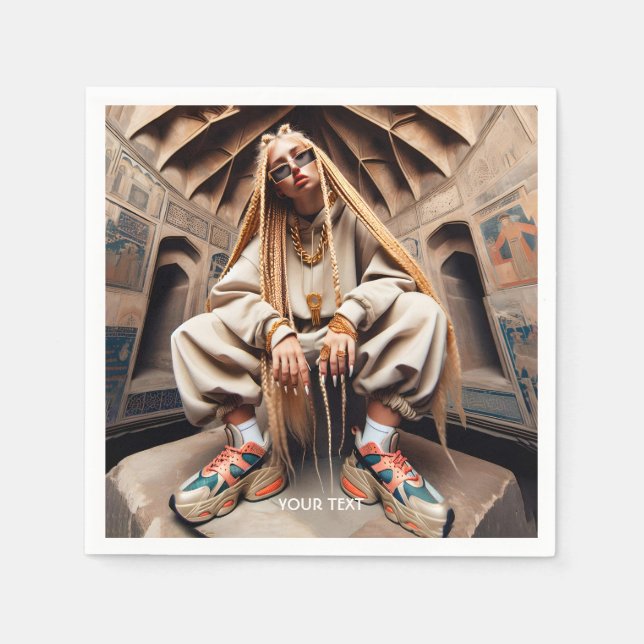 Fantasy Cute Girl Long Hair Pappersservett (Framsidan)