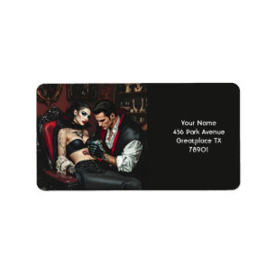 Fantasy Cute Girl Man Tattoo Adressetikett