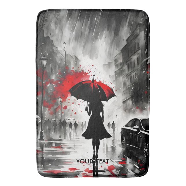 Fantasy Cute Girl Rain Umbrella Badrumsmatta (Framsidan (Vertikal))