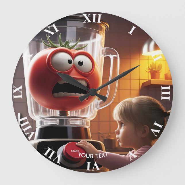Fantasy Cute Girl Tomato Blender Stor Klocka (Framsida)