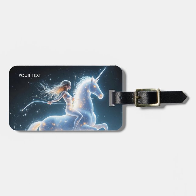 Fantasy Cute Girl Unicorn Space Bagagebricka (Horisontell Framsida)