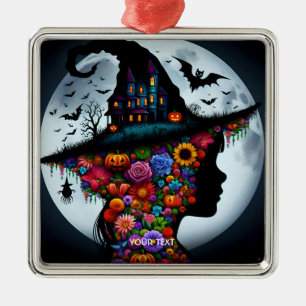 Fantasy Cute Girl Witch Halloween Julgransprydnad Metall