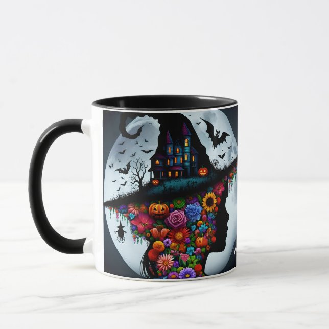 Fantasy Cute Girl Witch Halloween Mugg (Vänster)