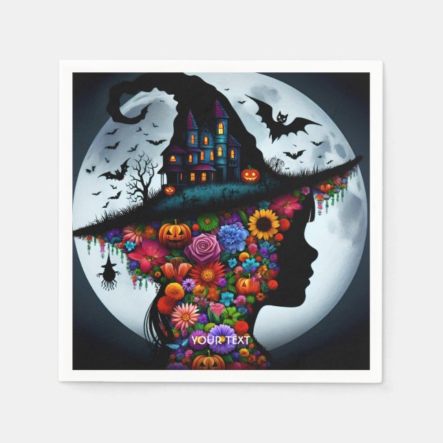 Fantasy Cute Girl Witch Halloween Pappersservett (Framsidan)