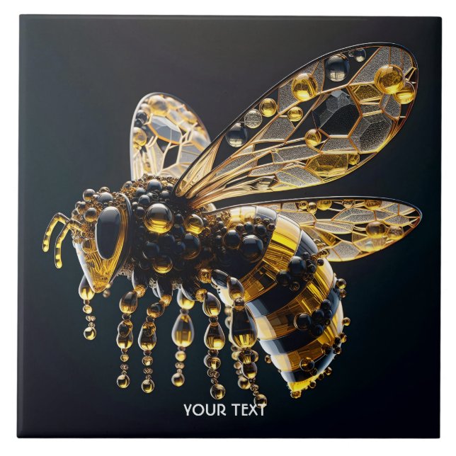 Fantasy Cute Glass Gult Black Bee Kakelplatta (Framsidan)