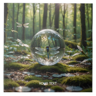 Fantasy Cute Glass Sphere Dragonfly Kakelplatta