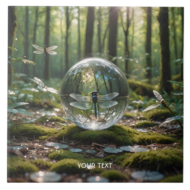 Fantasy Cute Glass Sphere Dragonfly Kakelplatta (Framsidan)