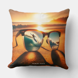 Fantasy Cute Glasses Sunset Beach Kudde