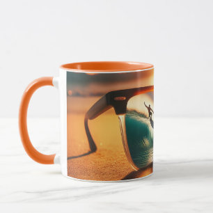 Fantasy Cute Glasses Sunset Beach Mugg