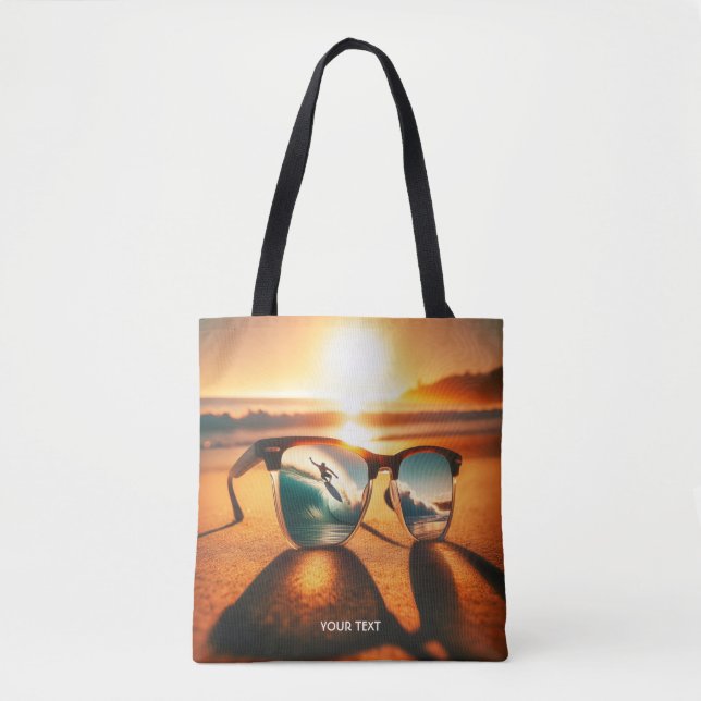 Fantasy Cute Glasses Sunset Beach Tygkasse (Framsida)