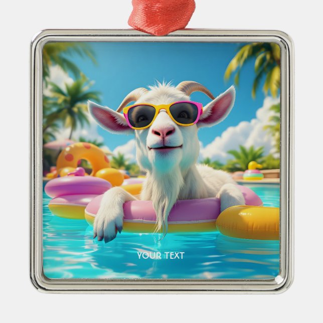 Fantasy Cute Goat Flyter Glass Julgransprydnad Metall (Framsidan)