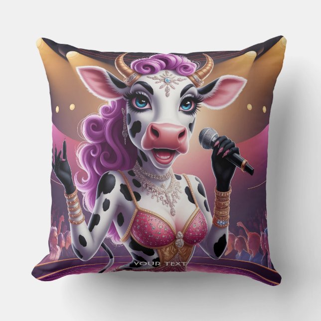 Fantasy Cute Gorgous Cow Popstar Kudde (Framsida)