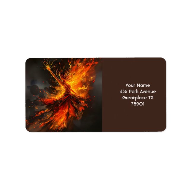 Fantasy Cute Grand Flames Flamenco Adressetikett (Framsidan)
