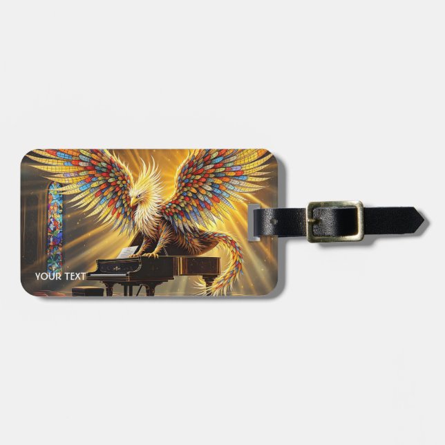 Fantasy Cute Griffon som spelar Piano Bagagebricka (Horisontell Framsida)