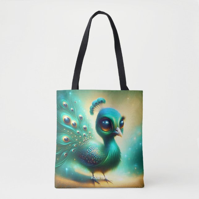 Fantasy Cute Grönt Baby Peacock Tygkasse (Framsida)