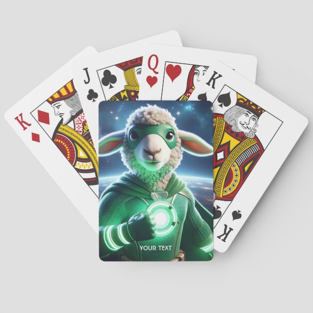 Fantasy Cute Grönt Toppen Lamb Casinokort (Baksidan)