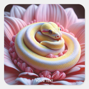 Fantasy Cute Gult Snake Flower Fyrkantigt Klistermärke