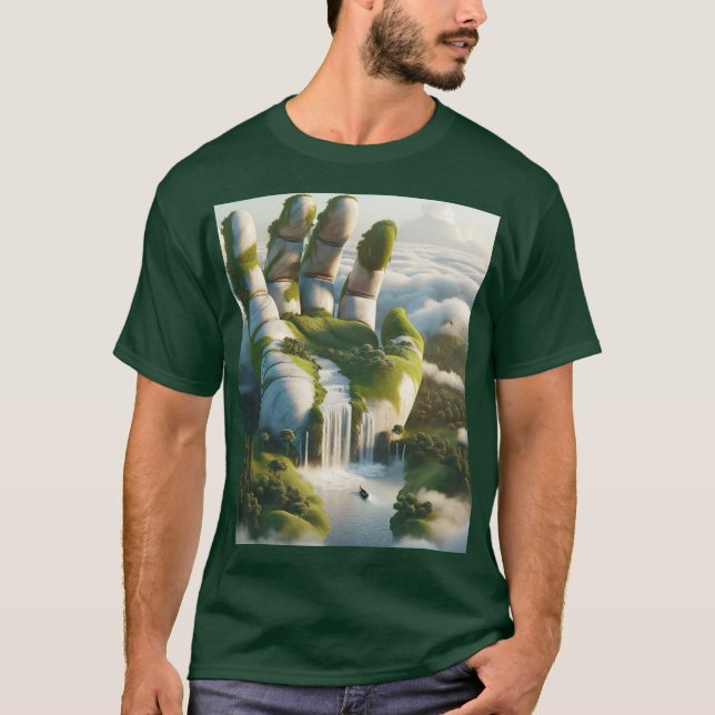 Fantasy Cute Hand Forest Clouds T Shirt (Framsida)