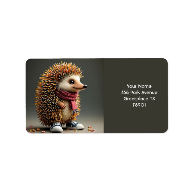 Fantasy Cute Hedgehog Vassa Nål Adressetikett (Framsidan)