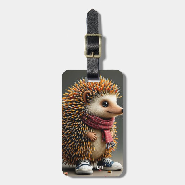 Fantasy Cute Hedgehog Vassa Nål Bagagebricka (Vertikal Framsida)
