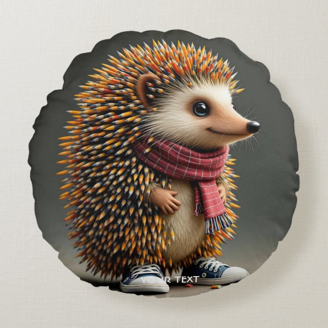 Fantasy Cute Hedgehog Vassa Nål Rund Kudde (Framsidan)