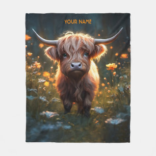 Fantasy Cute Highland Baby Cow Fleecefilt