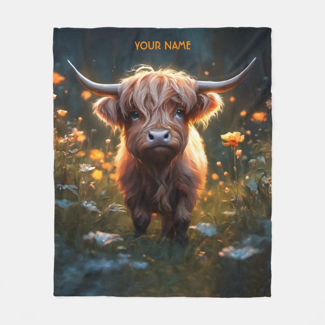 Fantasy Cute Highland Baby Cow Fleecefilt (Framsidan)