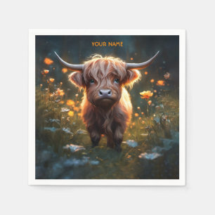 Fantasy Cute Highland Baby Cow Pappersservett