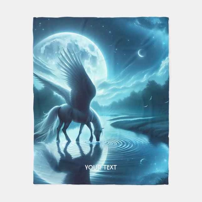 Fantasy Cute Horse Vingar Måne Fleecefilt (Framsidan)