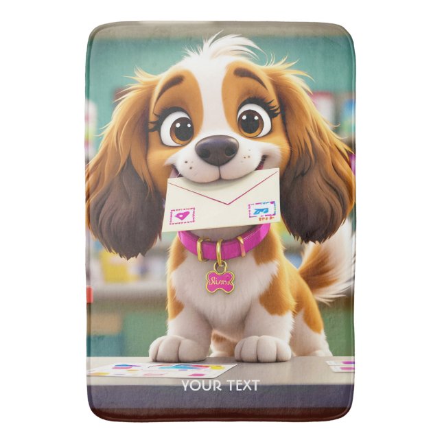 Fantasy Cute Hund Post Brev Badrumsmatta (Framsidan (Vertikal))