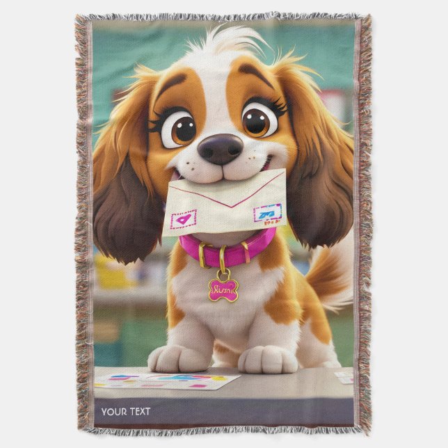 Fantasy Cute Hund Post Brev Filt (Framsidan Vertikal)