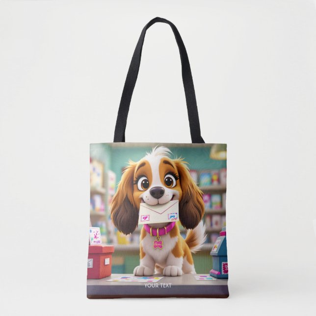 Fantasy Cute Hund Post Brev Tygkasse (Framsida)
