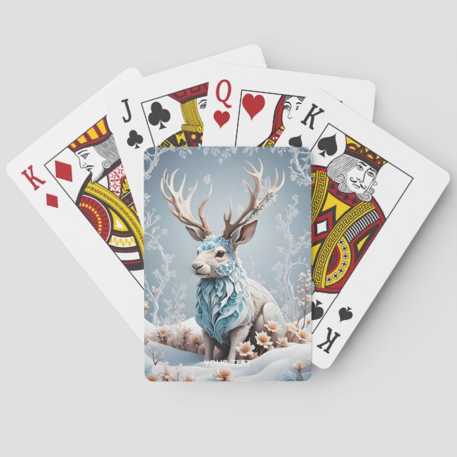 Fantasy Cute Jackalope Winter Ice Casinokort (Baksidan)
