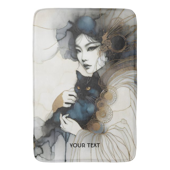 Fantasy Cute Japansk flicka Cat Badrumsmatta (Framsidan (Vertikal))