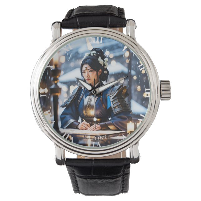 Fantasy Cute Japanska Samurai General Armbandsur (Framsida)