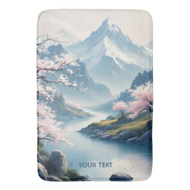 Fantasy Cute Japanska Vår Liggande Badrumsmatta (Framsidan (Vertikal))