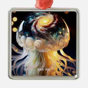 Fantasy Cute Jellyfish Space Stars Julgransprydnad Metall