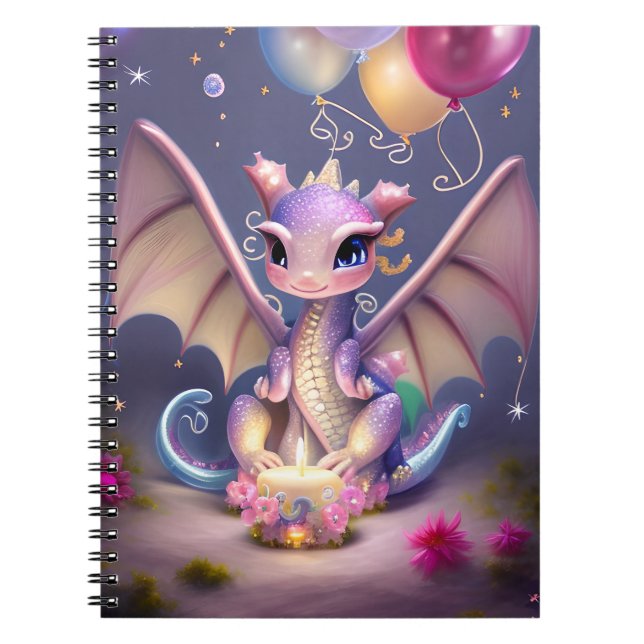 Fantasy Cute Kawaii baby dragon Postcard Anteckningsbok (Framsidan)
