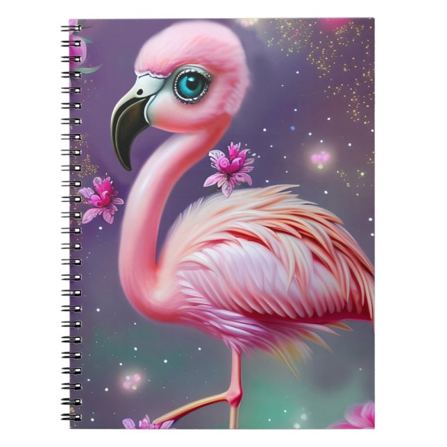 Fantasy Cute Kawaii baby flamingo Anteckningsbok (Framsidan)