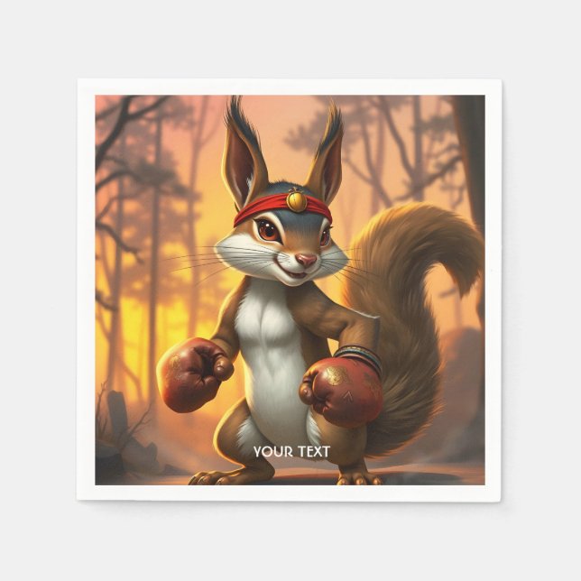 Fantasy Cute Kickboxer Squirrel Forest Pappersservett (Framsidan)