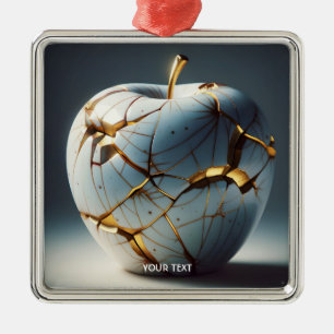 Fantasy Cute Kintsugi Porcelain Apple Julgransprydnad Metall