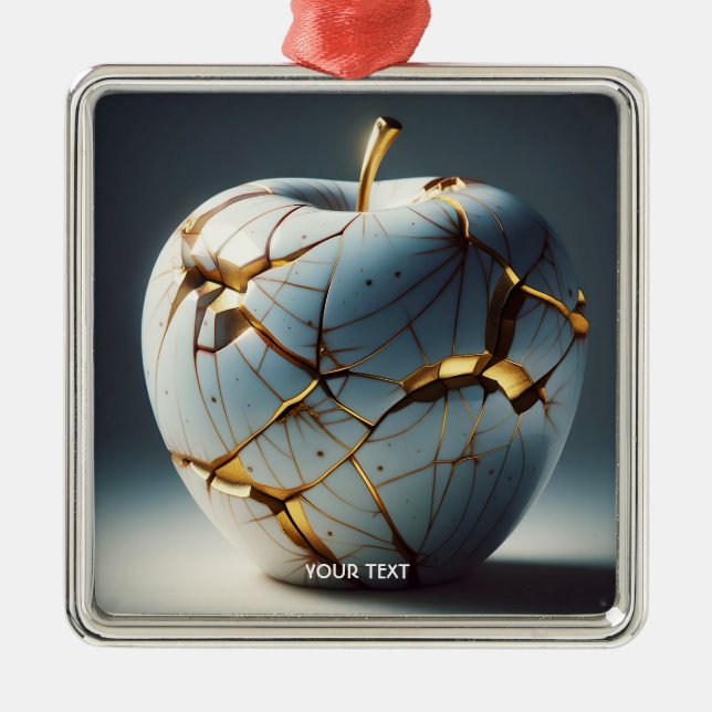 Fantasy Cute Kintsugi Porcelain Apple Julgransprydnad Metall (Framsidan)