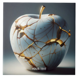 Fantasy Cute Kintsugi Porcelain Apple Kakelplatta