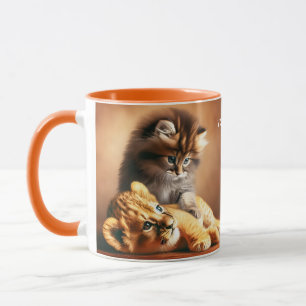 Fantasy Cute Kitten leker med tigern Mugg